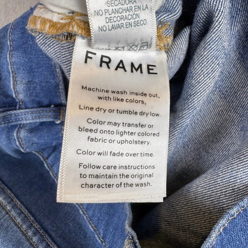 FRAME Denim Le High Straight Studded‎ Hem Jeans Womens Size 32 Raw Hem